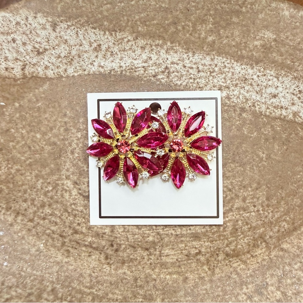 Elegant Pink and Gold Floral Earrings